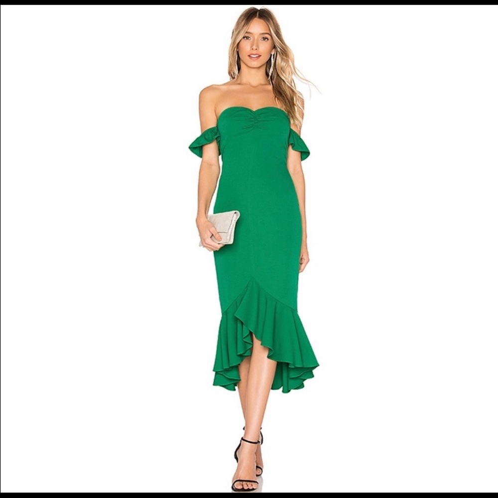 Lovers + Friends Giulia Midi Dress in Kelly Green